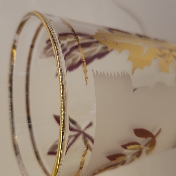 SET of 6 Libbey Pilsner Flute stem Beer glasses Frosted gold leaf 8.25" x 2.75" - Picture 7 of 12